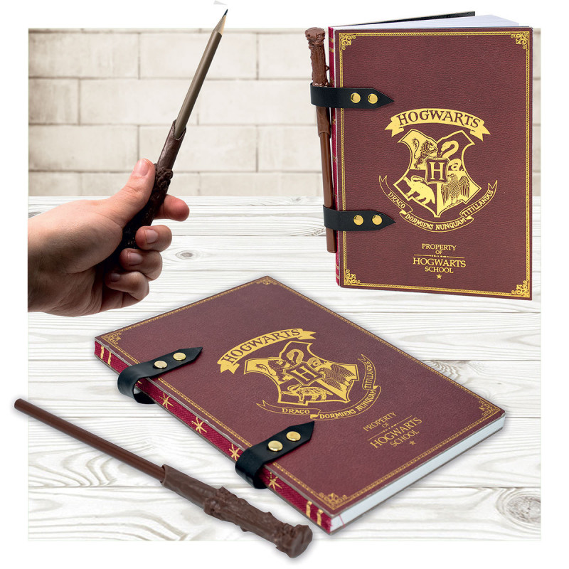 Carnet Harry Potter et stylo baguette magique pour écolier sur Logeekdesign