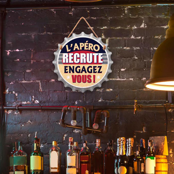 Affiche Murale Humoristique En Bois L Apero Recrute Engagez Vous Sur Logeekdesign