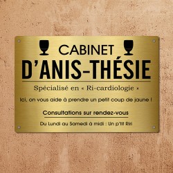 Plaque Métallique Professionnelle Cabinet d'Anis-Thésie