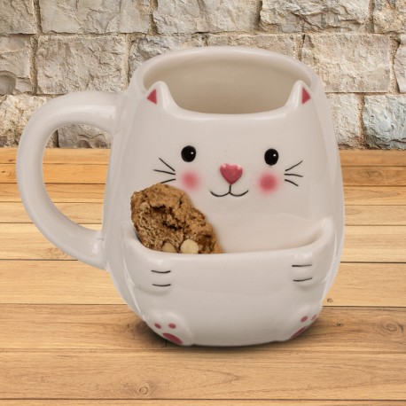 Tasse Chat avec Poche Porte-Biscuit