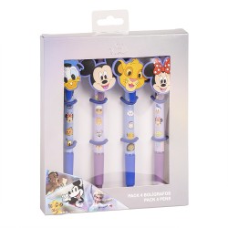 Pack de 4 stylos à bille fantaisie Personnages Disney